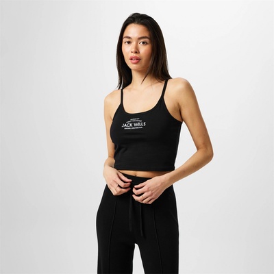 Jack Wills Дамски потник Jack Wills Roseberry Strap Vest Ladies - Black