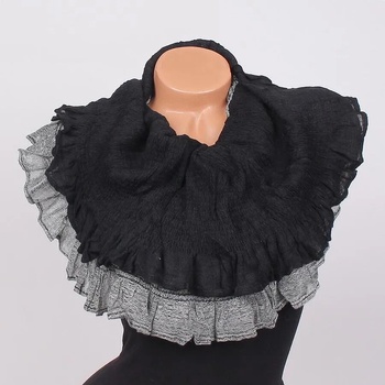 Image 1 of Елегантен кръгъл шал в черно и сиво с къдрички