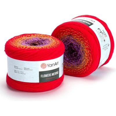 Yarn Art příze Flowers Merino 541 hnědá, fialová, terakota, červená