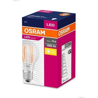 Osram LED žárovka E27 Filament CLA FIL 7,5W 75W teplá bílá 2700K