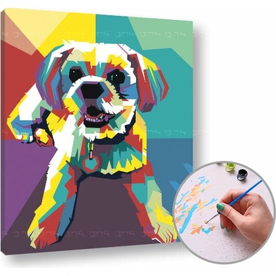 Maľovanie podľa čísel WHITE DOG | nízka náročnosť - 50x60 cm - natiahnuté plátno na ráme