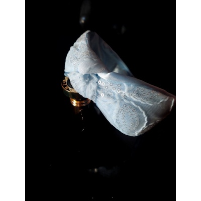 Radi handmade Светло синя диадема със сатен и тюл с паети (802)