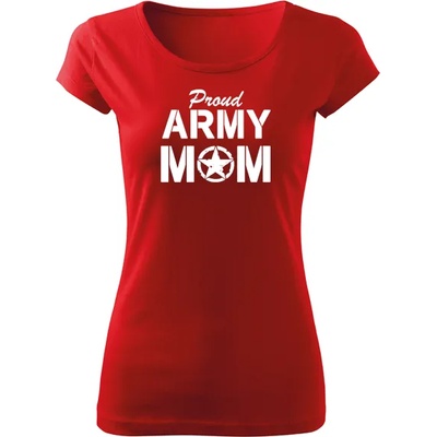 DRAGOWA дамска тениска с къс ръкав, Army Mom, червена, 150г/м2 (5059)