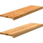 vidaXL Прозоречни первази, 2 бр, светлокафяви, 90x30x2 см, дъб масив (4009151)