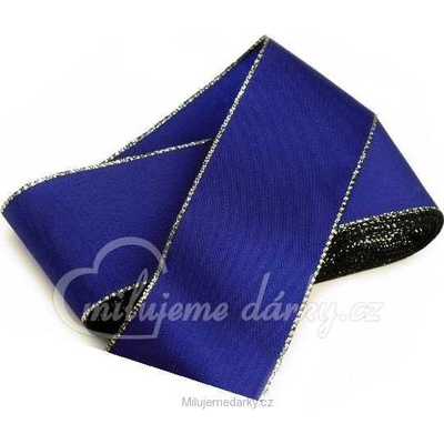 Modro-stříbrná atlasová stuha 40 mm x 10m, vhodná na balení dárků, 1 m – Zbozi.Blesk.cz