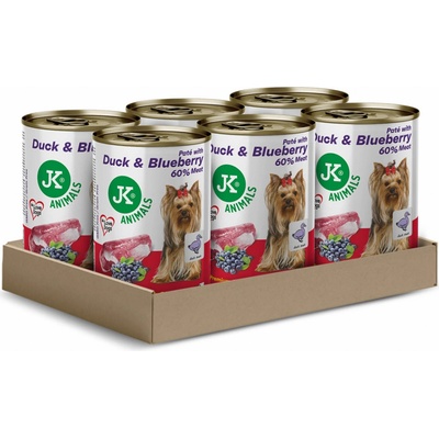 JK ANIMALS Adult Premium Paté Duck & Blueberry with Chunks 6 x 400 g
