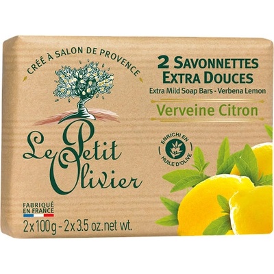 Le Petit Olivier extra jemné mydlo Verbena a citrón 2 x 100 g