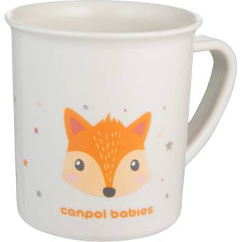 Canpol babies Пластмасова чаша с дръжка Canpol - Cute Animals, 170 ml, Оранжева (4/413_ora)