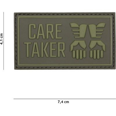 Gumová nášivka 101 Inc nápis Care Taker - olivová
