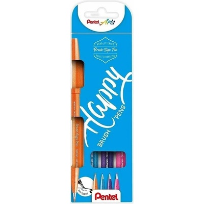 Pentel Brush Sign Pen SES15-4Col/Happy sada 4 barev