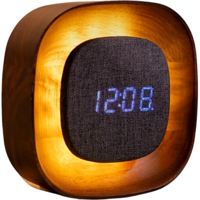 Gingko Design GINGKO Квадратен часовник/будилник и смарт лампа Lumos - орех (Gingko-G076S-WT)