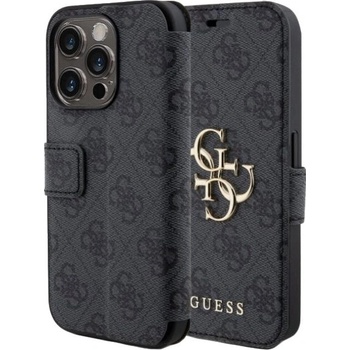 Guess 4G Metal Logo flipové iPhone 15 Pro - šedé