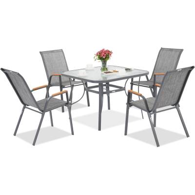 Garden Point Метална градинска мебел Modena/Bitonto за 4 души с квадратна маса Garden Point сива (GAP1554-4)