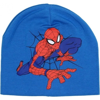 dětská bavlněná jarní podzimní čepice pro chlapce Spiderman světlo modrá
