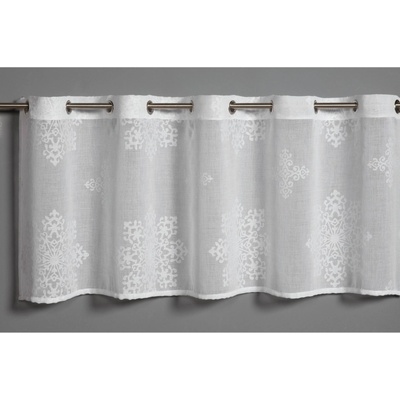 Bennetti Vitrážová záclona s otvory, ornamenty, bílá 135 x 45 cm