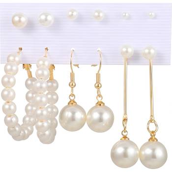 HARAHU Комплект обеци jo-27166 - Златна / Бяла kp27166 (jo-27166)