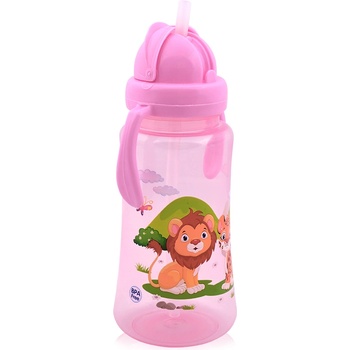 Baby Care Спортна бутилка с дръжка и сламка Lorelli - 330 ml, Розова (10200920002)