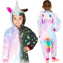 Svítící ve tmě jednorožec pyžamo onesie kigurumi