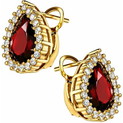 Zlaton Náušnice žluté zlato s almandinem a zirkony 1.5cm 5.35g O04122401190