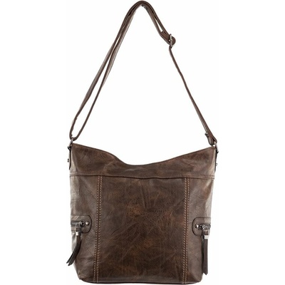 TESSA dámska crossbody koženková kabelka Tmavohnedá