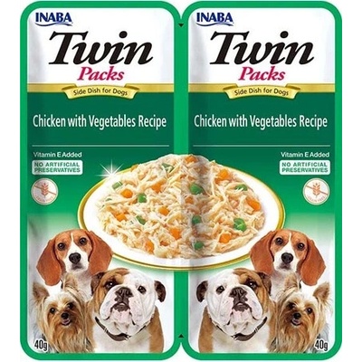 INABA Dog Twin Kuřecí maso zelenina ve vývaru pro psy 2 x 40 g