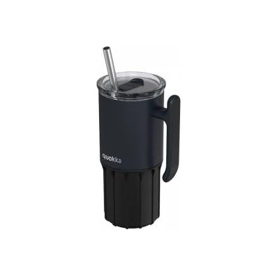 QUOKKA Umi - 720ml Stainless Steel Thermal Mug with Straw and Silicone Base (Black)
