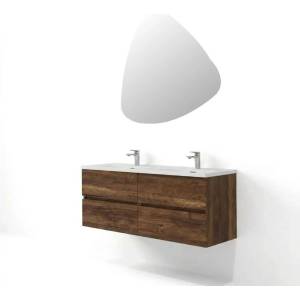 ASIR GROUP Комплект окачен долен шкаф 120 см с двойна мивка и LED огледало Asir Simple 5 дъб Milling (263LVS1212)