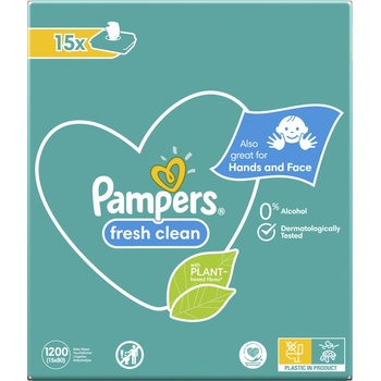 Pampers Fresh Clean Baby dětské čisticí ubrousky 15 balení = 1200 čisticích ubrousků