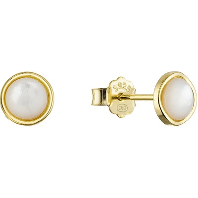 Evolution Group Pozlacené stříbrné náušnice kolečka s perletí 11705.1