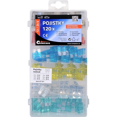Compass Pojistky nožové sada 120ks 7,5/10/15/20/25/30Amp