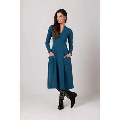 BeWear Woman's Flared dress with patch pockets ocean blue