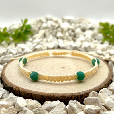 Certom Macramé náramek s achátem zeleným 0272