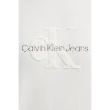 Calvin Klein Jeans Памучна тениска Calvin Klein Jeans в бежово с апликация J30J326158 (J30J326158)