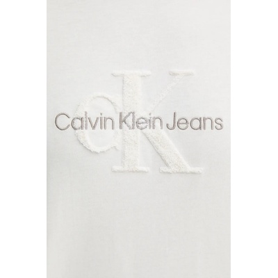 Calvin Klein Jeans Памучна тениска Calvin Klein Jeans в бежово с апликация J30J326158 (J30J326158)