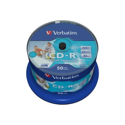 Verbatim CD-R AZO Wide Inkjet Printable no ID 700 MB 50 броя (43438)