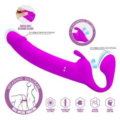 Party Up strap on s vibráciou nabíjateľný USB fialový Oliver