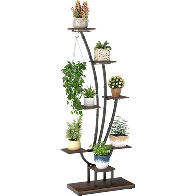 Costway Stojan na květiny kovový JV12555CF-1 156 x 30 x 60 cm hnědo-černý – Zboží Dáma