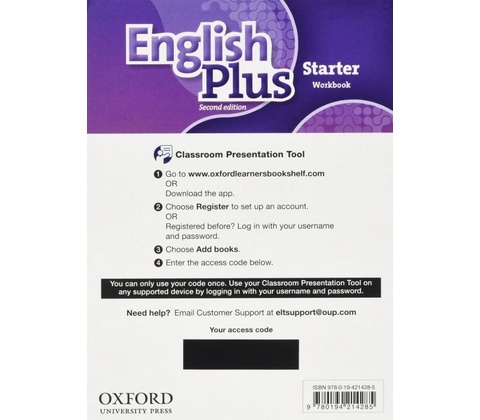 English Plus Second Edition Starter Classroom Presentation Tool eWorkbook Pack Access Code Card