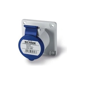 SCAME Промишлен контакт 2P+Е 16A 230V IP54 ПРАВ серия Optima панелен монтаж 75х75мм - 423.1663 (423.1663)