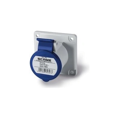 SCAME Промишлен контакт 2P+Е 16A 230V IP54 ПРАВ серия Optima панелен монтаж 75х75мм - 423.1663 (423.1663)