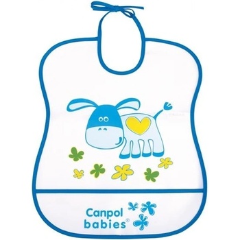Canpol babies plastový podbradník mäkký modrá-oslík