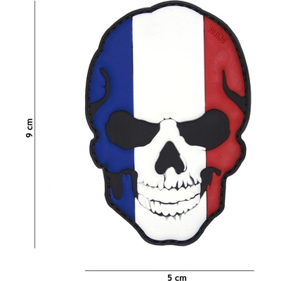 Gumová nášivka 101 Inc Skullhead vlajka Francúzsko - farebná