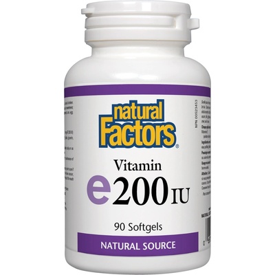 Natural Factors Vitamin E, 200 IU, 90 капсули, Natural Factors