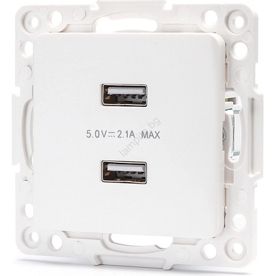 Aigostar - безрамкова USB захранваща розетка 2x USB-A бяла (AI2739)