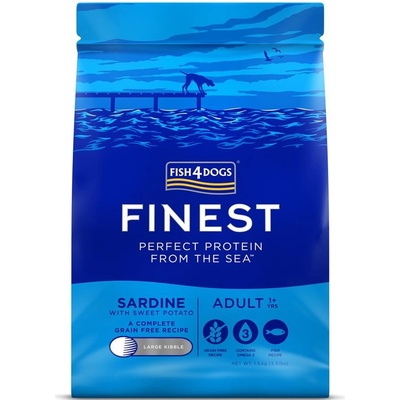 Fish4dogs veľké psov Finest sardinka so sladkými zemiakmi 1,5 kg