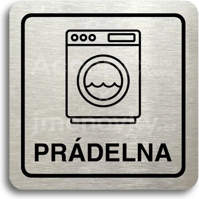 ACCEPT Piktogram prádelna - stříbrná tabulka - černý tisk