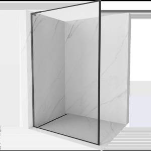 Mexen Kioto L преграда за душ Walk-in 50 x 200 см, черна рамка, четка Gun Gray - 800-050-103-66-70 (800-050-103-66-70)
