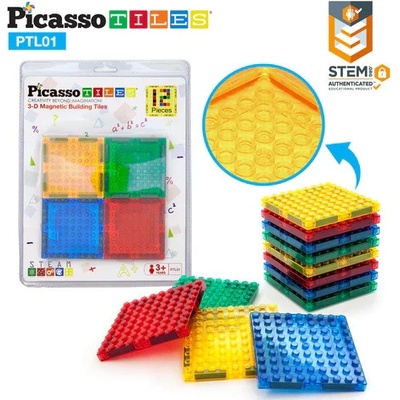 PicassoTiles magnetické stavební cihly kombinované dlaždice 12ks