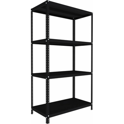 Biedrax Skrutkovaný regál do technickej miestnosti 30 x 100 x 200 cm, čierny, 4 police, nosnosť 150 kg na policu