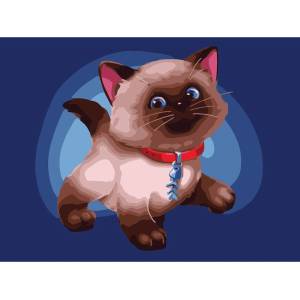  Комплект за Рисуване по Номера - Сиамско Коте, 30х40 см